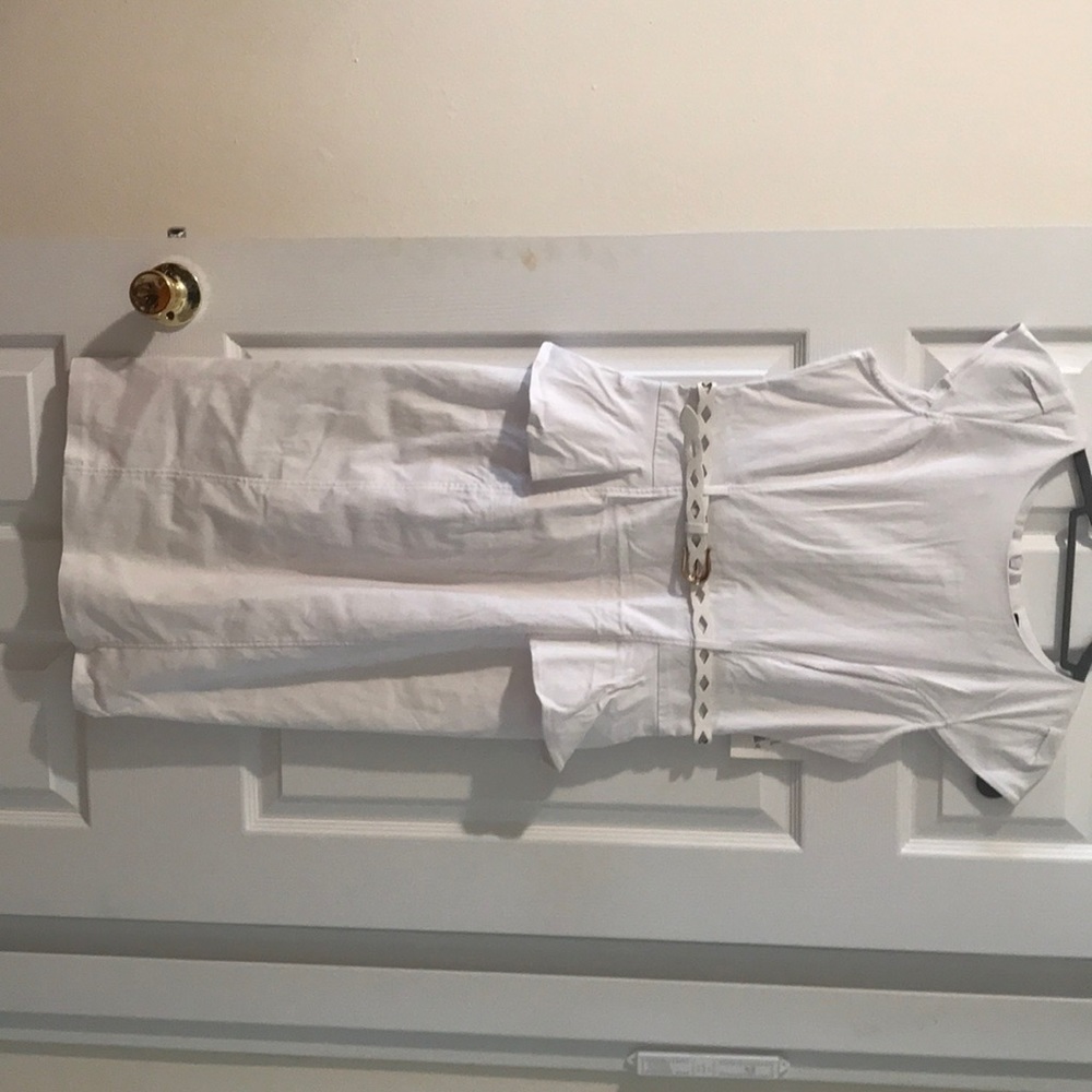 White cap sleeve peplum dress